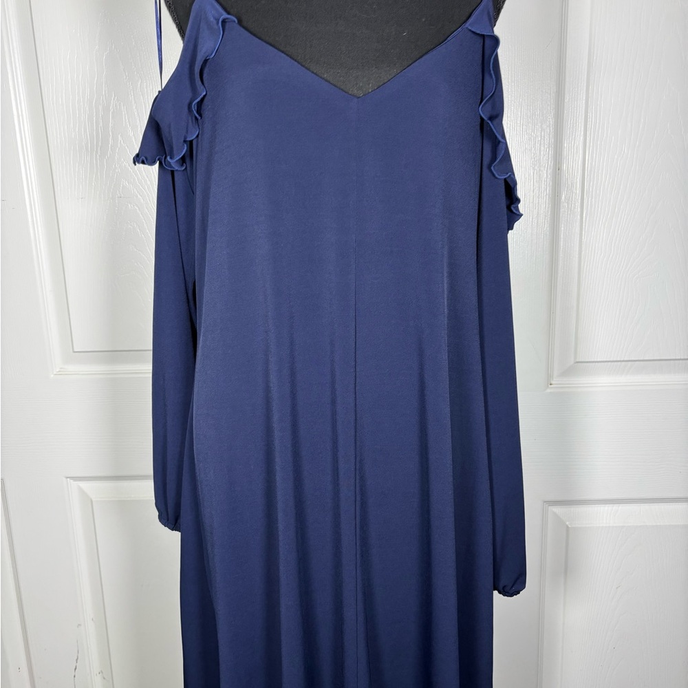 Michael Kors Navy Cold-Shoulder Long Sleeve Dress - Picture 13 of 14